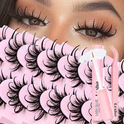 Manga Lashes Cat Eye Dramatic False Eyelashes Wet Look D-Curly Long Anime Lashes