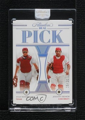 2023 Panini Flawless Dual Pick Diamonds 5/20 Ivan Rodriguez Johnny Bench HOF 0c3