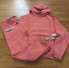 Essentials Fear of God coral Hoodie Pants Set Men's and Women