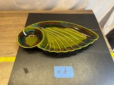 Vintage Green Glazed Shell-Form Ceramic Dish “Made in Calif. U.S.A.” Decorative