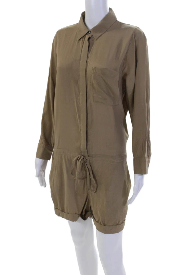 Mameluco Theory Mujer Seda Mangas Largas Botones Mironda Bandit Marrón Talla 6 Foto 2 de 4