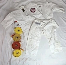 Gi Kids Sz 00 White Brazilian Jiu Jitsu Karate fighting Uniform 2 Tops 1 Buttom