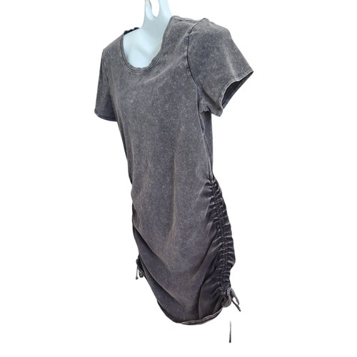 Victoria's Secret PINK Mottled Black Ruched T-Shirt Dress Relaxed Street Style L - Picture 1 of 12