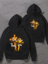 HOT-Unisex 360g Heavyweight Hoodie with God is Good Cross Print - Black Casual L