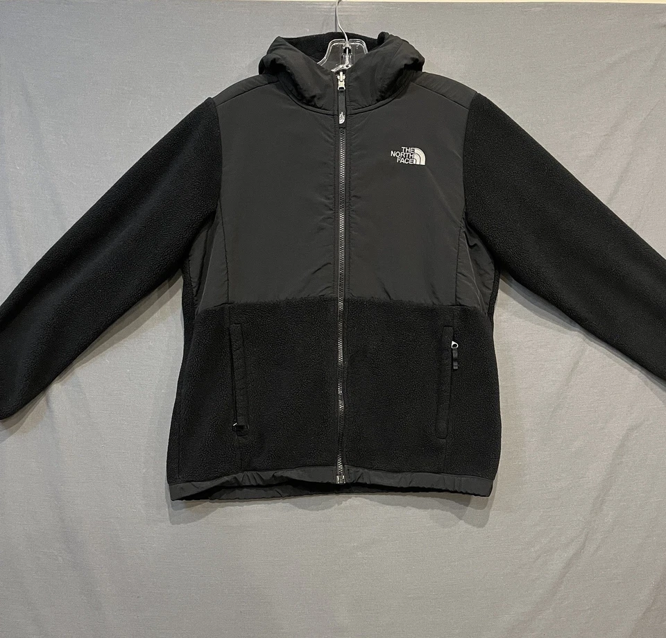 Jaqueta The North Face Meninas Extra Grande 18 Preta com Capuz Lã Camada Média Polartec Com Zíper - Imagem 2 de 4