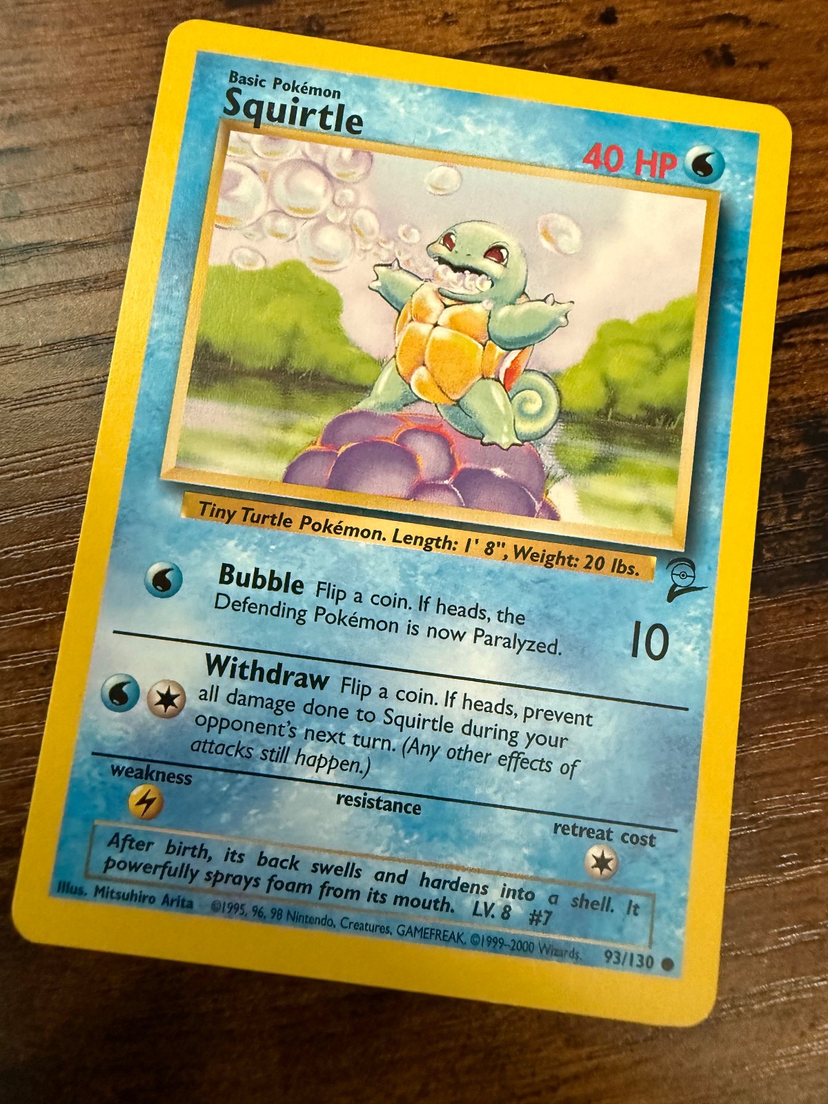 Pokemon TCG 2000 - Squirtle 2nd Edition, #93/130, Uncommon Vintage Near-Mint