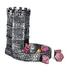 Castle DND Dice Tower, Wall Carving Dice Rolling Tower for Role Ancient Silver