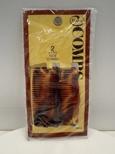VINTAGE NEW 1975 Goody Kant-Slip Acetate Side Combs Wavy Tortoise USA