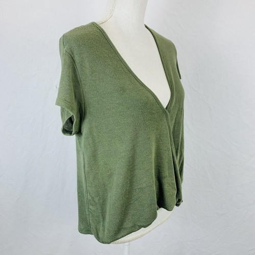 Free People We the Free Hoffman Crossover Knit Top V Neck Green Size XS - Picture 4 of 8