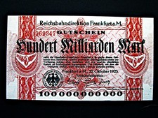Reichsbahndirektion Frankfurt a. M.  100 Milliarden Mark 1923  uncirculiert !!