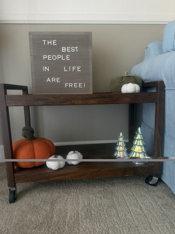 Two Tiered Brown Rolling Bar Cart