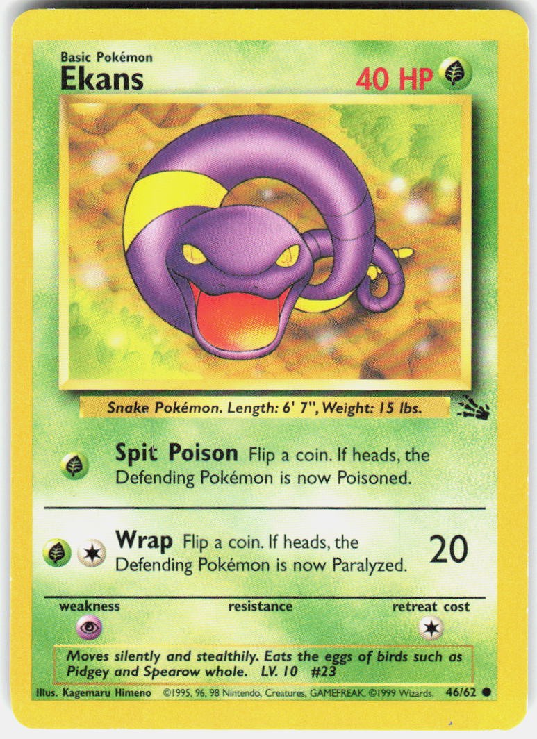 Pokemon TCG Ekans Fossil 46/62 Common HP