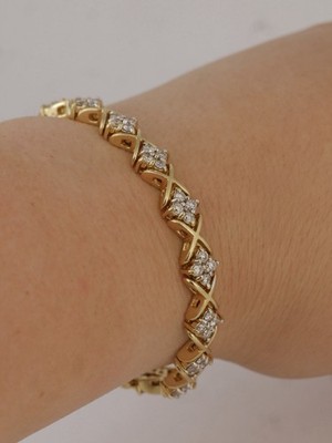 Atemberaubendes 18 kt Diamant Stern Gliederarmband 7,5 Zoll 29,0 g