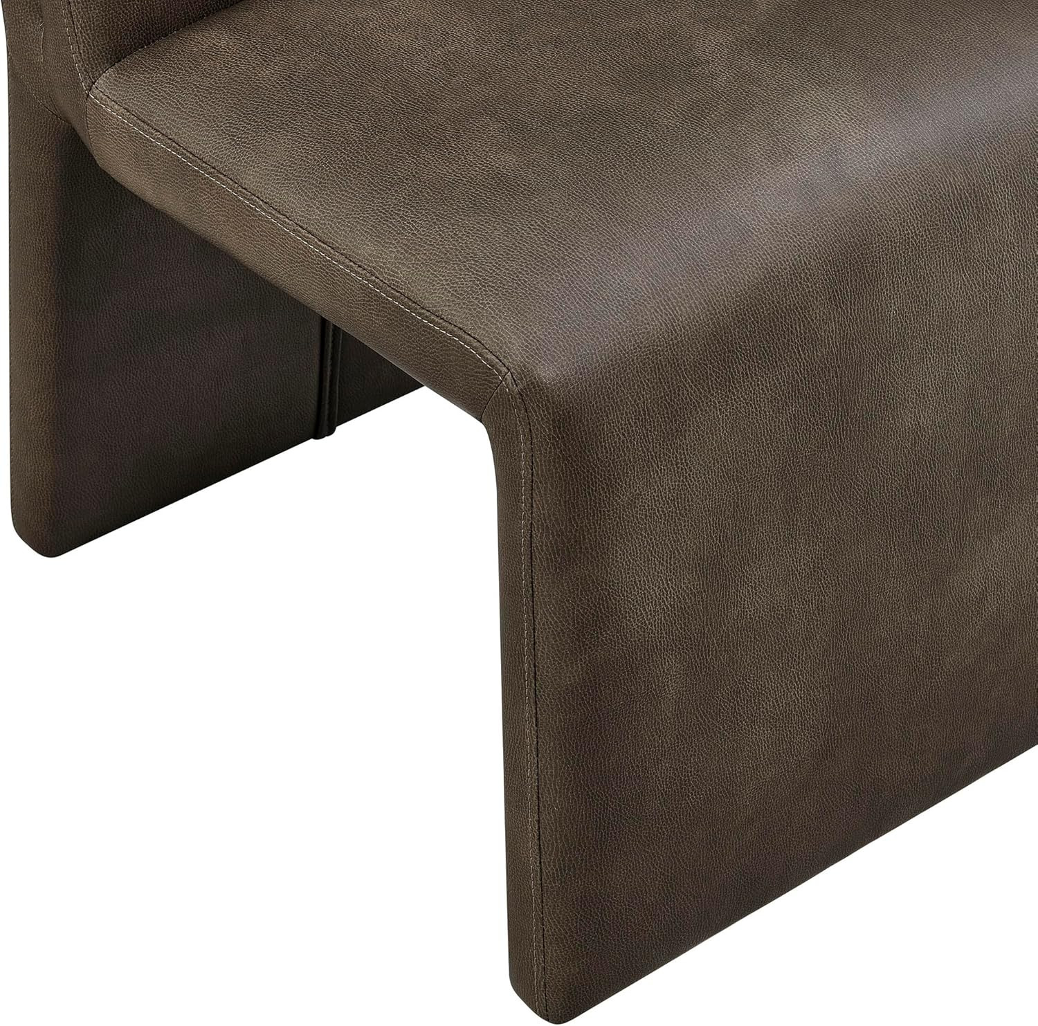 Emory Faux Leather Dining Side Chair in Mushroom - Single Armless Slipper Chair