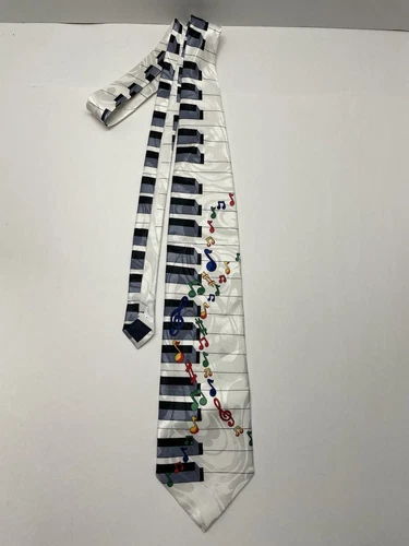 Neck Tie Vintage Gold City Piano Keyboard 57”x4”