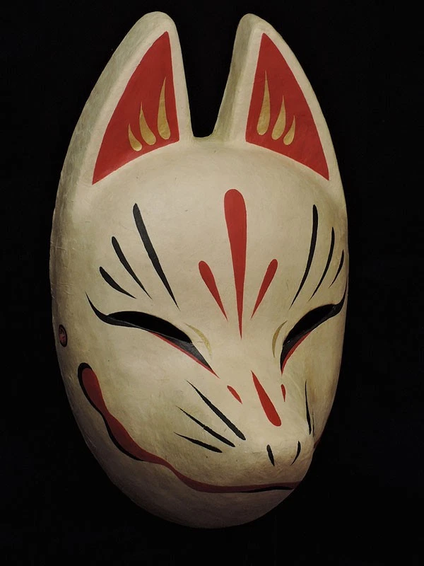 Komendo Full Face Fox Mask SUZUNE HABUTAEBARI Kitsune Hand Made Painted Japan