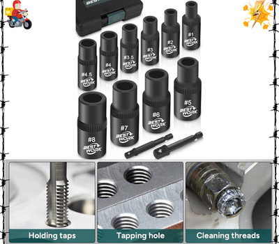12Pcs Magnetic Tap Socket Set, 1/4'', 3/8'' Square Drive Tap Handle Tool