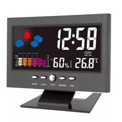 LED Color Screen Digital Weather Station Clock Calendar Thermometer LCD Display