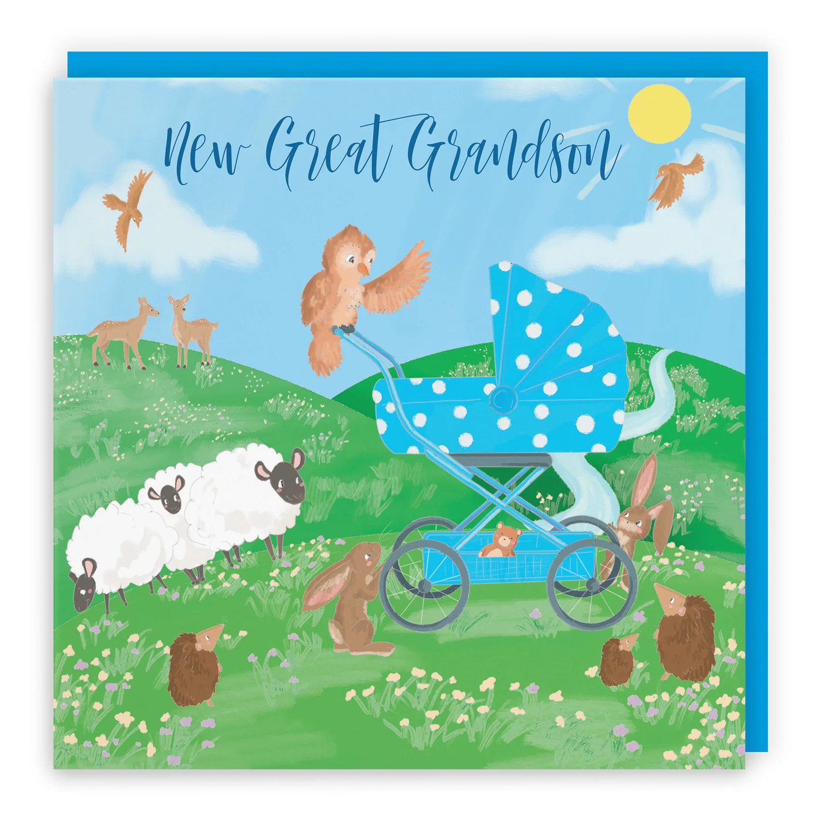 New Great Grandson New Baby Congratulations Card Countryside
