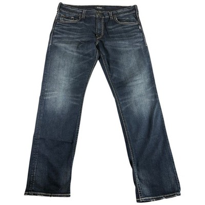 Silver Jeans Co. Eddie Jeans Mens 40x36 Blue Dark Washed Rugged Relaxed Tapered