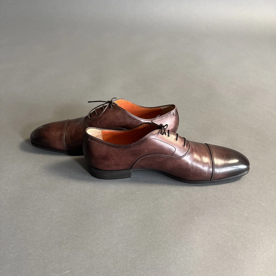 Zapatos Oxford para hombre Santoni Darian de cuero marrón con puntera talla D 11,5 Foto 3 de 4