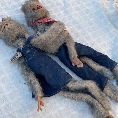 NWT Lot 2 Vintage 1980s Monkey 40'' Plush PUPPET Country Critters Boy Girl Chimp
