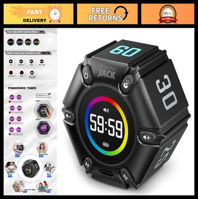 Productivity Timer Cube - Visual Focus Timer with Mute, Vibration & Sound Alerts