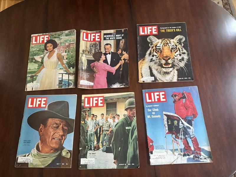 LIFE MAGAZINES, Vintage Lot of  6, 1964-1965, Great Advertisements!