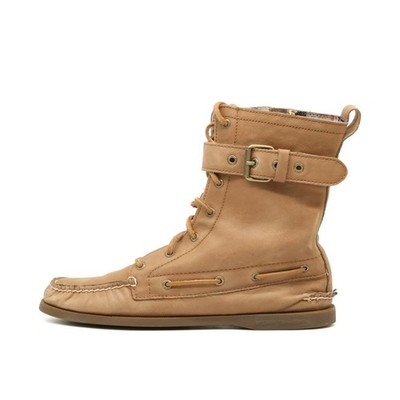 Sperry Top-Sider Damen Boot Beige Leder Mittelhoch Schnürung Stiefel EU 41