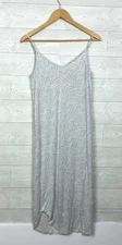 Soma Women's Printed Spaghetti Strap Night Gown w/ Shelf Bra Blue White Medium