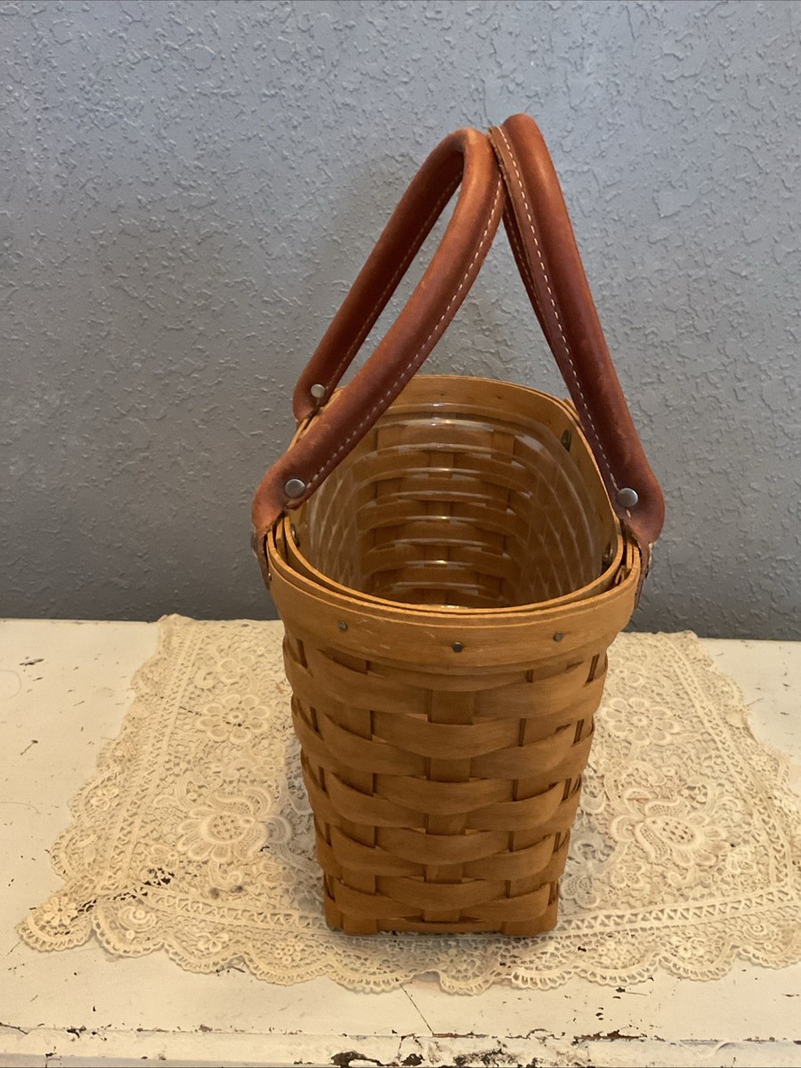 Longaberger Small Boardwalk Basket Handbag Leather Strap Plastic