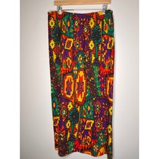 1960s Rhapsody Glazier Rainbow Southwestern Aztec Accordion Pleat Midi Skirt L