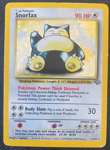 Snorlax 11/64 - Jungle Unlimited (1999) Vintage WOTC Holo Rare - MP