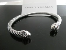 David Yurman Renaissance Collection Sterling 925 5mm Cable Cuff Braclet Size 7"