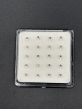 Set da 20 Orecchini Piercing Perno da naso Argento 925 Zirconi Boreali