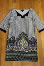 DANILLO BOUTIQUE WOMENS BOHO MULTICOLORED PAISLEY PRINT OFFICE WORK DRESS SIZE M