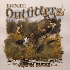 DIXIE OUTFITTERS JUMPIN' BUCKS DEER HUNTING DOGS SHIRT  #7045