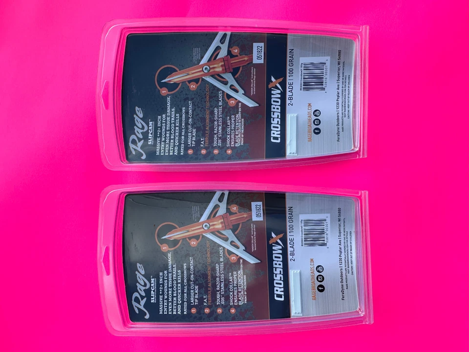 2 packs Rage CrossbowX Extreme mechanical crossbow Broadheads 100 Grain 2 BLADE - Image 2 of 2