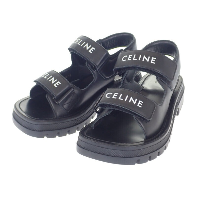 CELINE LEO Strap Sandals Calfskin Black 39 Women's ISY | eBay