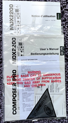 OEM Behringer Composer Pro MDX2200 Original User's Manual and sticker