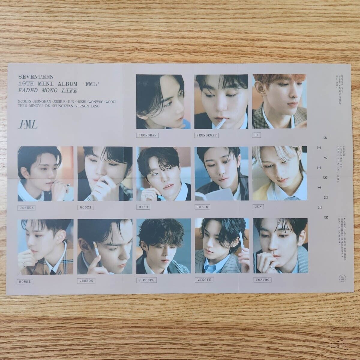 Group Official Folded Poster Seventeen 10th Mini Album FML SVT Genuine Kpop