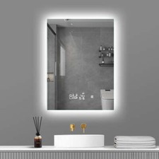 LED Lighted Wall Mounted Rectangle Frameless Smart Bathroom Makeup Mirror