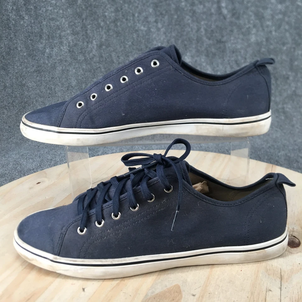 H&M Shoes Womens 11.5 Low Top Sneakers Blue Canvas Round Toe Lace Up Casual - Image 2 of 4