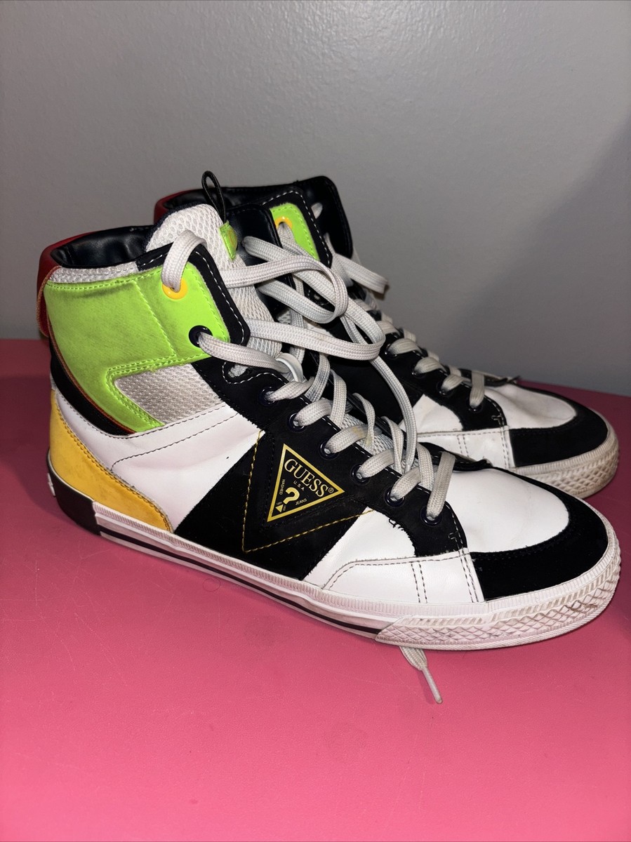 GUESS Men's Santino Hi Top Sneaker White Multi 10 1/2 Multicolored