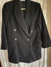 Eva Chun Black Double Breasted Jacket Feels Like Cashmere Blend Est M