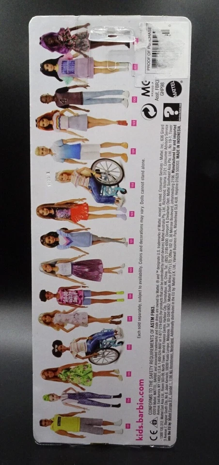 2018 美泰芭比娃娃 Fashionista 芭比娃娃穿着“Good Vibes Only”衬衫 #128 — 第 4/4 张图片