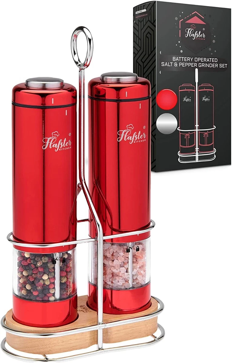 Electric Salt Pepper Grinder Set Adjustable Ceramic Coarseness Battery  Operated Flashlight & Clear Container Mills2 Fast Powerful 