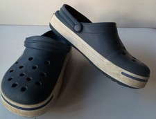 Crocs Crocband Clogs Unisex Sandals Mens 5 Womens 7 Navy White Stripe Classic