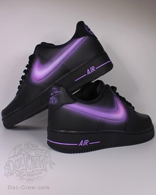Custom Nike Air Force „Purple Glow Swoosh „ handpainted and