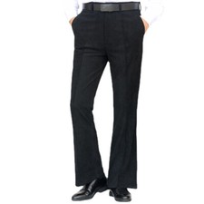 Men Slim Corduroy Bell Bottom Flares Pants Stretch Retro Bootcut Long Trousers